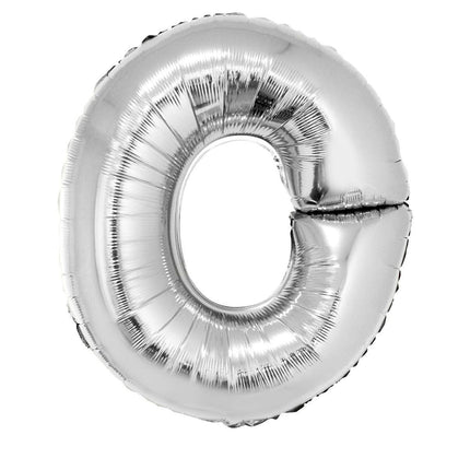 Feestbazaar Folieballon zilver letter 'O' groot