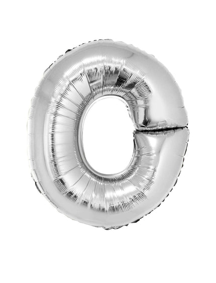 Feestbazaar Folieballon zilver letter 'O' groot