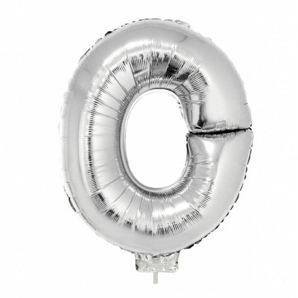 Feestbazaar Folieballon zilver letter 'O' met rietje