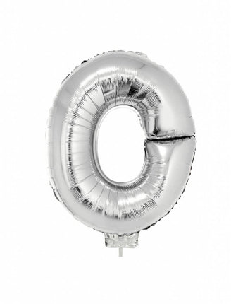 Feestbazaar Folieballon zilver letter 'O' met rietje