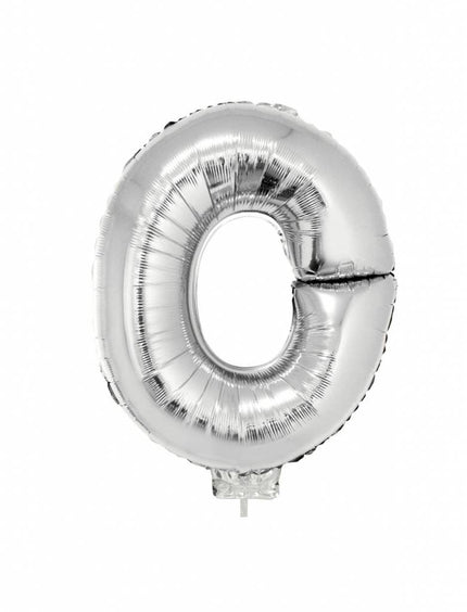 Feestbazaar Folieballon zilver letter 'O' met rietje