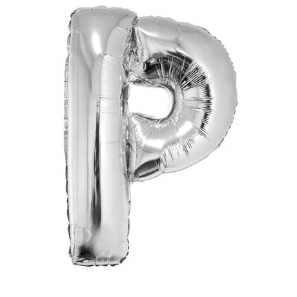 Feestbazaar Folieballon Zilver Letter 'P' Groot