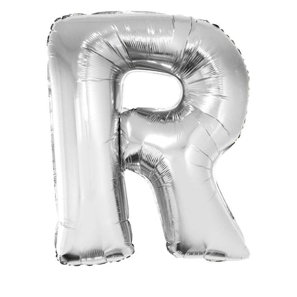 Feestbazaar Folieballon Zilver Letter 'R' groot