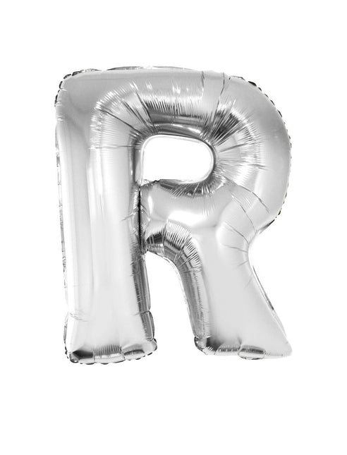 Feestbazaar Folieballon Zilver Letter 'R' groot