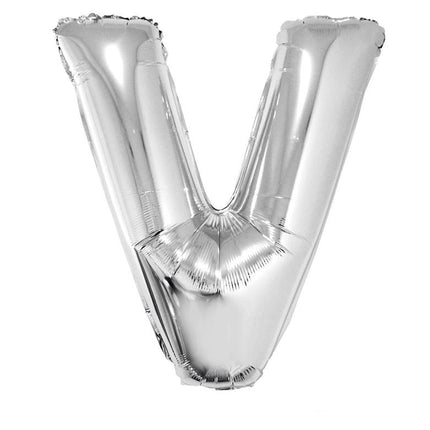 Feestbazaar Folieballon Zilver Letter 'V' Groot