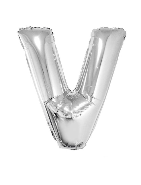 Feestbazaar Folieballon Zilver Letter 'V' Groot