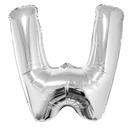 Feestbazaar Folieballon Zilver Letter 'W' groot