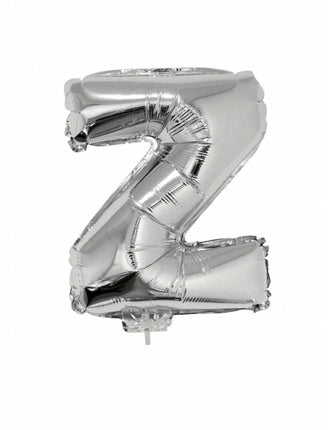 Feestbazaar Folieballon zilver letter 'Z' met rietje