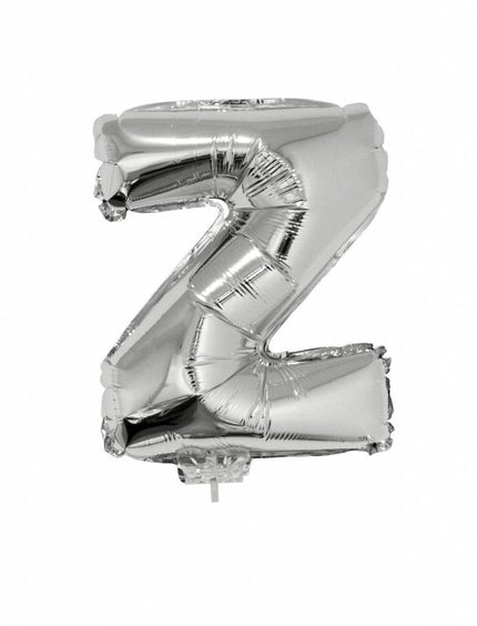 Feestbazaar Folieballon zilver letter 'Z' met rietje
