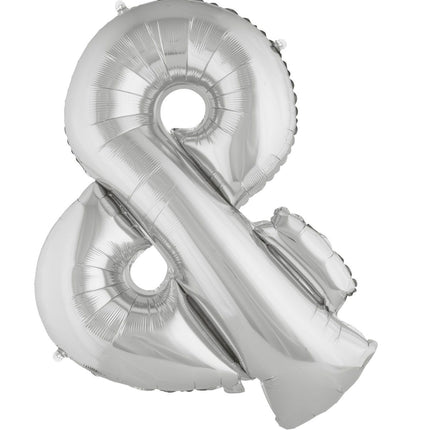 Feestbazaar Folieballon Zilver &-teken - 102cm