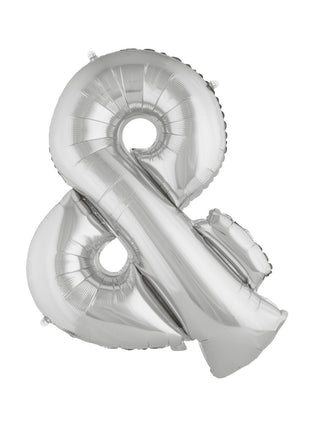 Feestbazaar Folieballon Zilver &-teken - 102cm