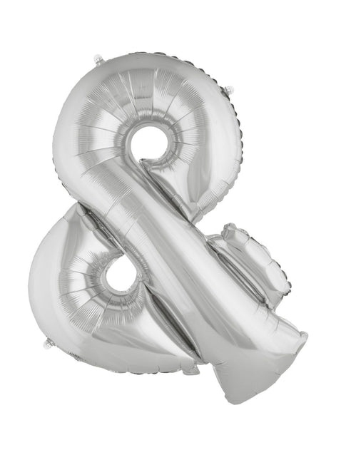 Feestbazaar Folieballon Zilver &-teken - 102cm