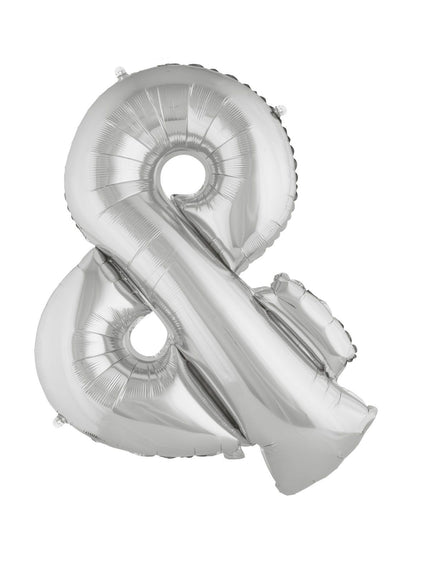 Feestbazaar Folieballon Zilver &-teken - 102cm