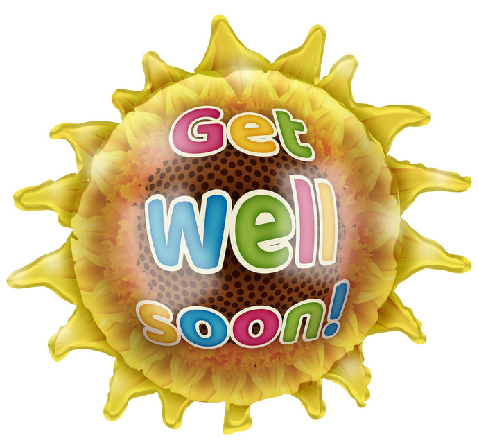 Feestbazaar Folieballon Zonnebloem 'Get Well Soon' (65cm)