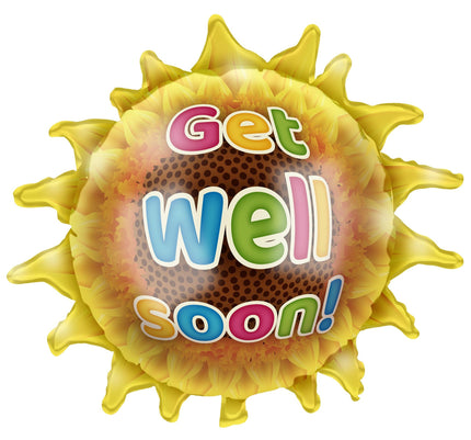Feestbazaar Folieballon Zonnebloem 'Get Well Soon' (65cm)
