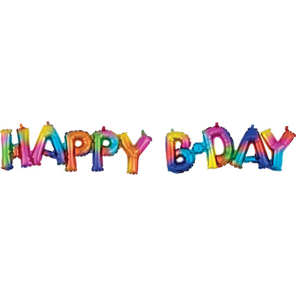 Feestbazaar Folieballonnen 'HAPPY BDAY' Rainbow