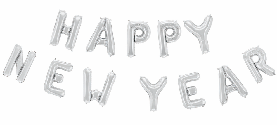 Feestbazaar Folieballonnen Happy New Year Zilver (41cm)
