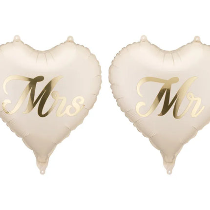 Feestbazaar Folieballonnen Hart Elegant Mr En Mrs (45cm)