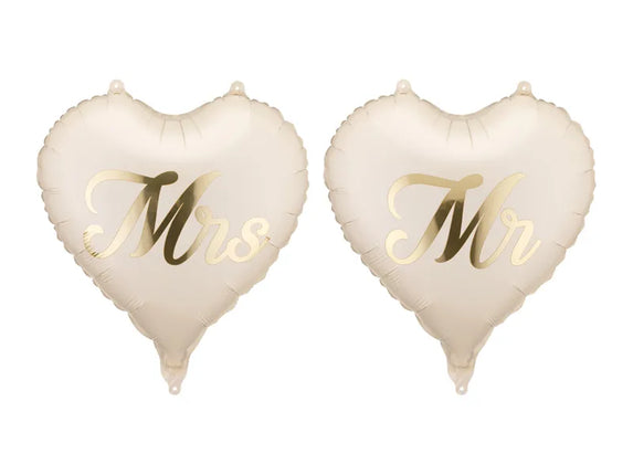 Feestbazaar Folieballonnen Hart Elegant Mr En Mrs (45cm)