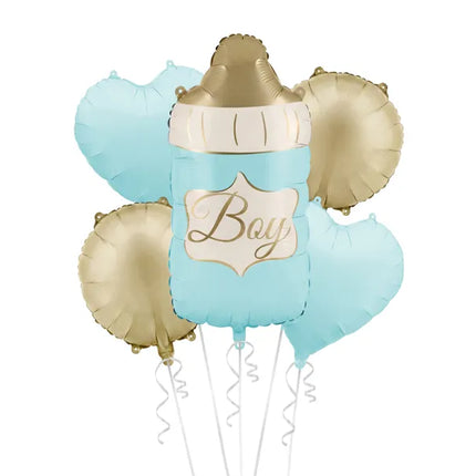 Feestbazaar Folieballonnen Set Babyfles Boy Blauw & Goud