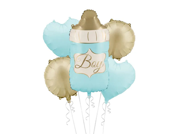 Feestbazaar Folieballonnen Set Babyfles Boy Blauw & Goud