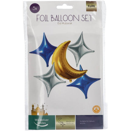 Feestbazaar Folieballonnen Set Eid Mubarak (5st)