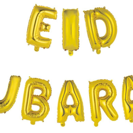 Feestbazaar Folieballonnen Slinger Set 'Eid Mubarak' Goud (4m)