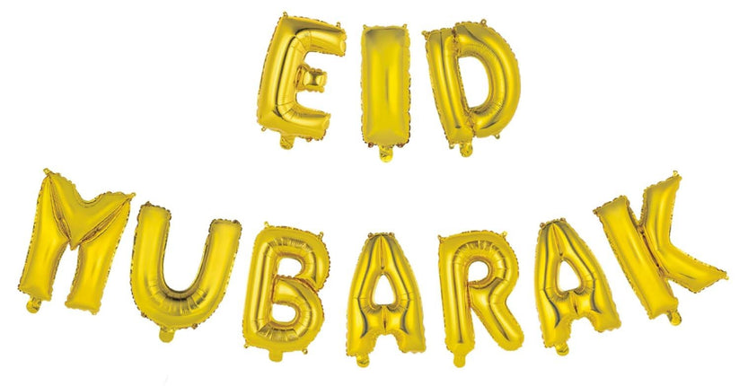 Feestbazaar Folieballonnen Slinger Set 'Eid Mubarak' Goud (4m)