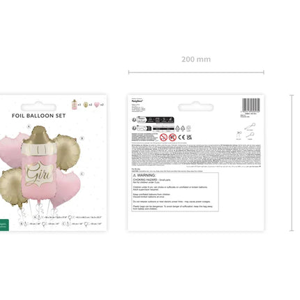 Feestbazaar Folieballonnenset Babyfles Girl Roze & Goud