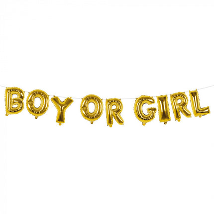 Feestbazaar Folieballonslinger Gender Reveal 'Boy Or Girl' (4m)