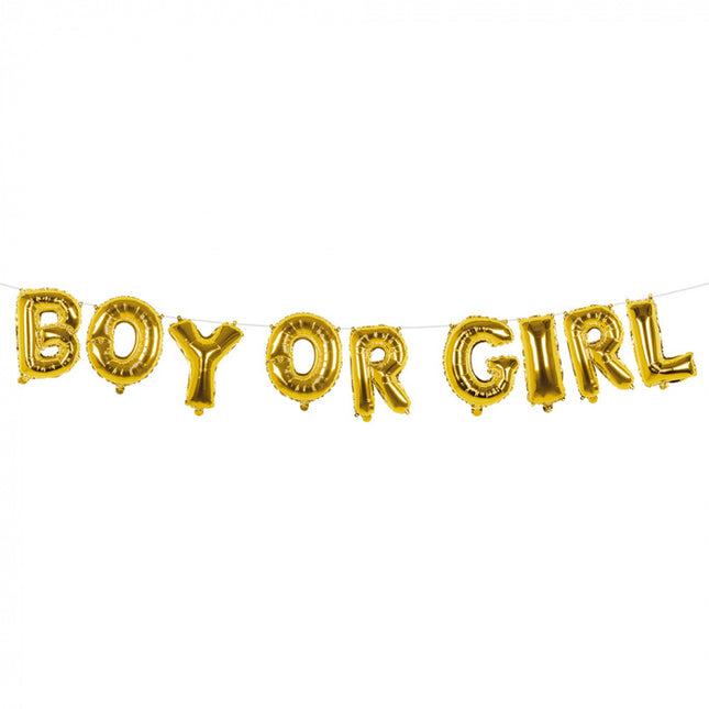 Feestbazaar Folieballonslinger Gender Reveal 'Boy Or Girl' (4m)