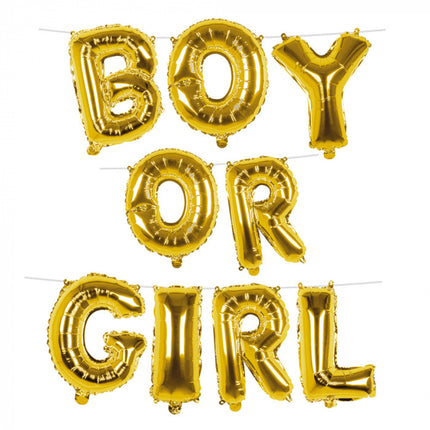 Feestbazaar Folieballonslinger Gender Reveal 'Boy Or Girl' (4m)