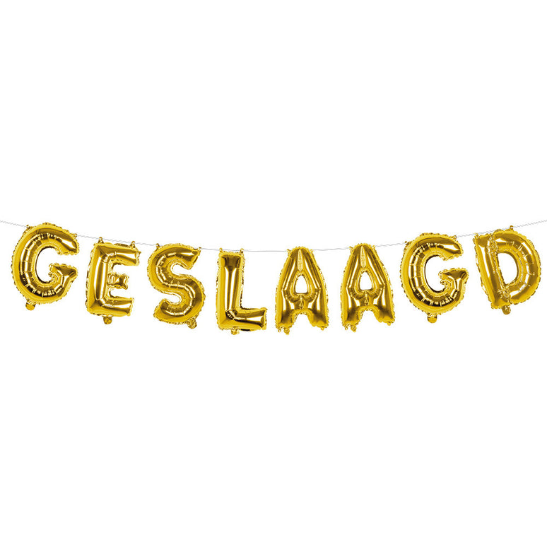 Feestbazaar Folieballonslinger 'GESLAAGD' (4m)