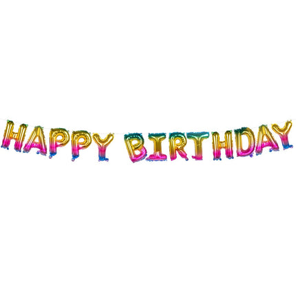 Feestbazaar Folieballonslinger 'HAPPY BIRTHDAY' Metallic Regenboog (8m)