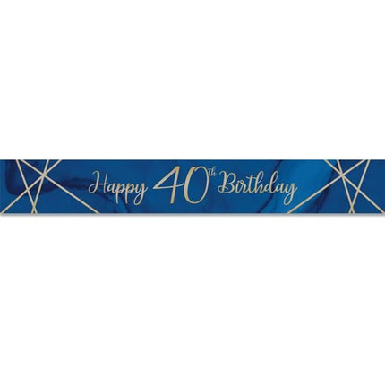 Feestbazaar Foliebanner 40 jaar Navy Blauw/Goud (275cm)
