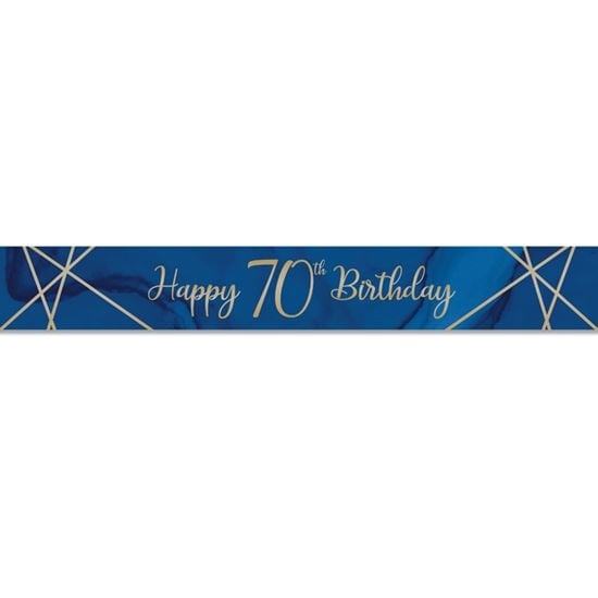 Feestbazaar Foliebanner 70 jaar Navy Blauw/Goud (275cm)