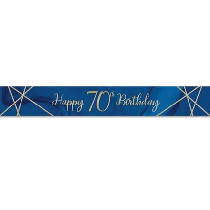 Feestbazaar Foliebanner 70 jaar Navy Blauw/Goud (275cm)