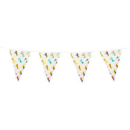Feestbazaar Folievlaggenlijn gekleurde eenhoorns (4m)