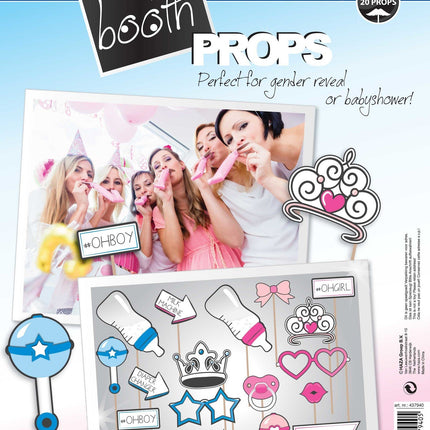 Feestbazaar Foto Props Gender Reveal 20 stuks