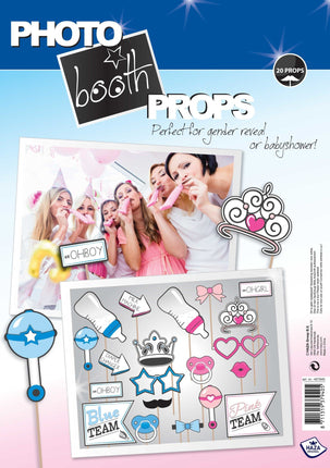 Feestbazaar Foto Props Gender Reveal 20 stuks