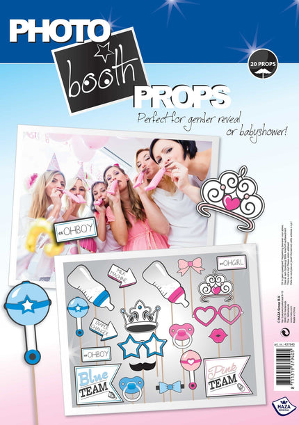 Feestbazaar Foto Props Gender Reveal 20 stuks