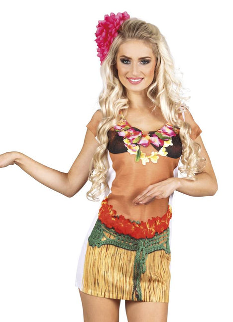 Feestbazaar Foto Realistisch shirt Hawaiiaanse dame