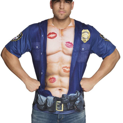 Feestbazaar Fotorealistisch shirt Politieagent man