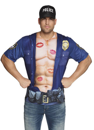 Feestbazaar Fotorealistisch shirt Politieagent man