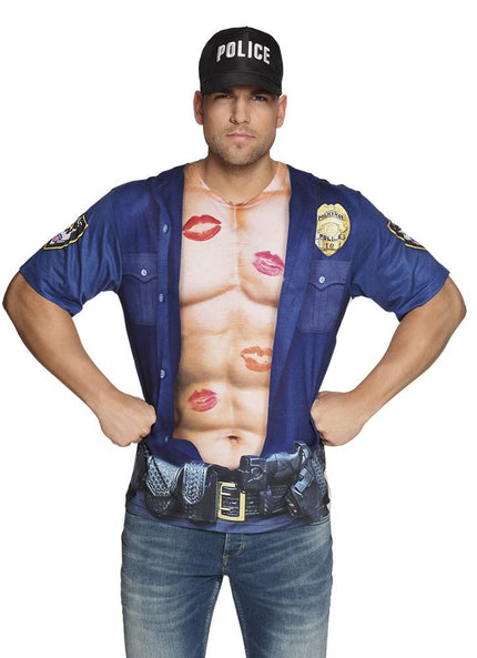 Feestbazaar Fotorealistisch shirt Politieagent man
