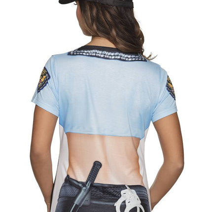 Feestbazaar Fotorealistisch shirt Politieagente vrouw