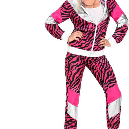 Feestbazaar Fout 80's Trainingspak Tijger Roze Unisex