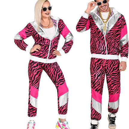 Feestbazaar Fout 80's Trainingspak Tijger Roze Unisex