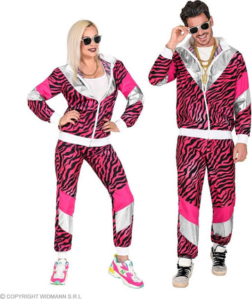 Feestbazaar Fout 80's Trainingspak Tijger Roze Unisex