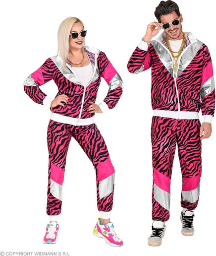 Feestbazaar Fout 80's Trainingspak Tijger Roze Unisex
